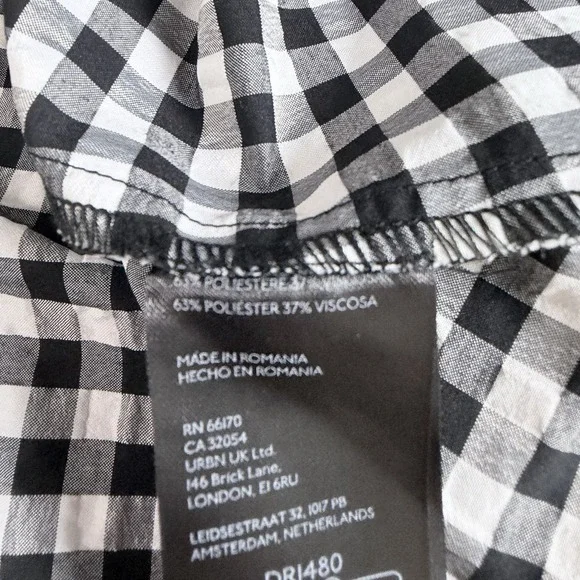 By Anthropologie One Shoulder Gingham Midi Dress Black White Cottagecore M - Picture 8 of 12